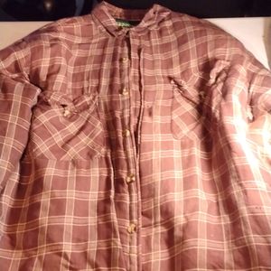 Men's vintage Ozark Trail plaid polyester lined jacket size LG flannel